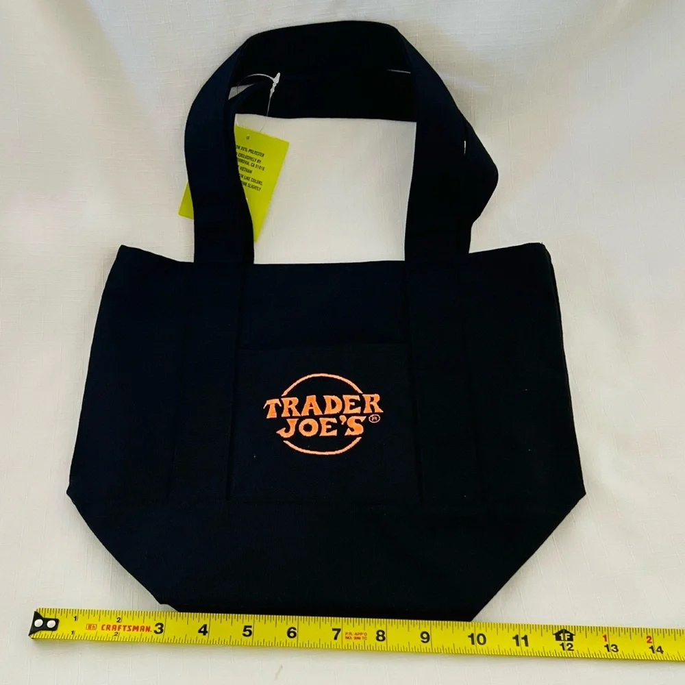 Trader Joe’s / Hot Off The Press / Black Canvas Tote Bag - Picture 3 of 6